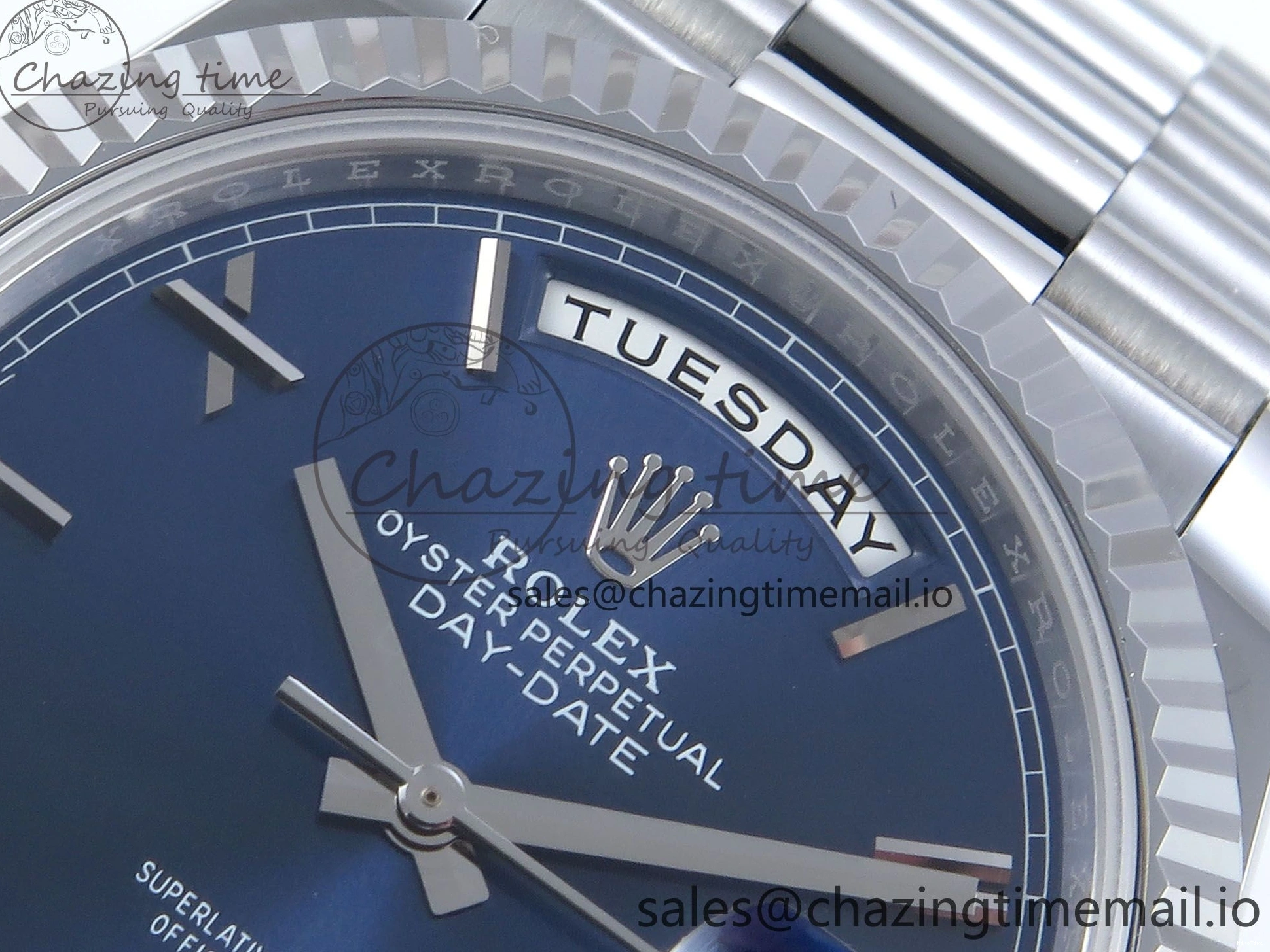 MiroTime 0219 Youthful Day Date 40 SS 228239 Noob 1:1 Best Edition Blue Roman Dial on President Bracelet A2836 (Gain Weight) 812